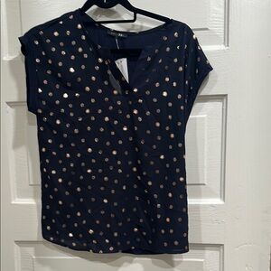 Papermoon Navy Foil Print Cap Sleeve Blouse